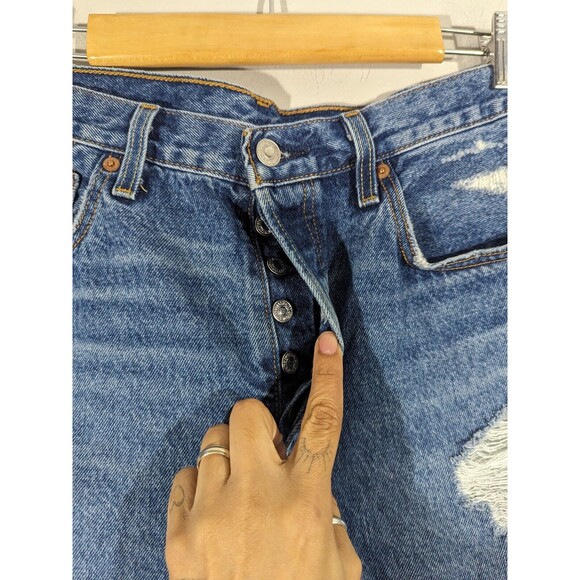 Levi's Jeans 501 Original High Rise Distressed Straight Leg Women Size 31 - Picture 4 of 9